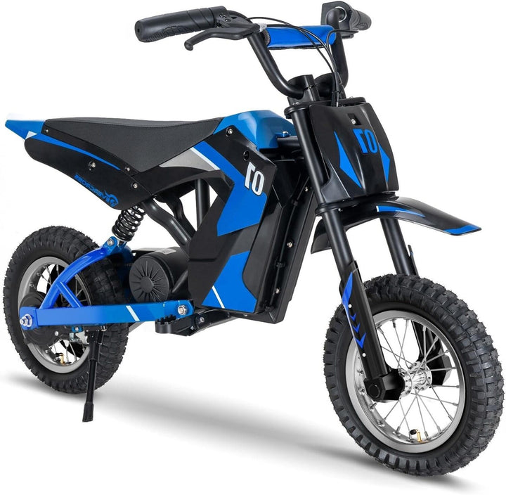 Evercross EV12M Electric Dirt Bike - Blue and Black, Kids E-Dirt Bike with Knobby Tires and Suspension