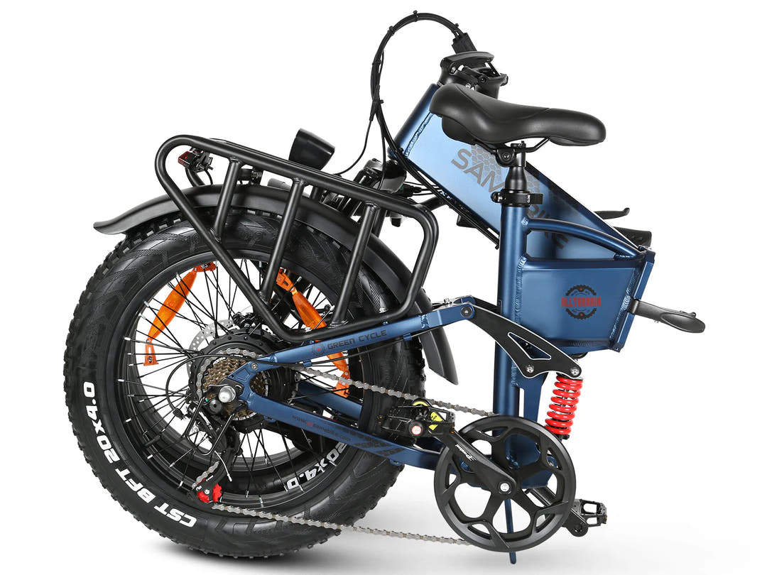 SAMEBIKE RS-A02 Pro Fat Tyre E-Bike in Navy-folded view
