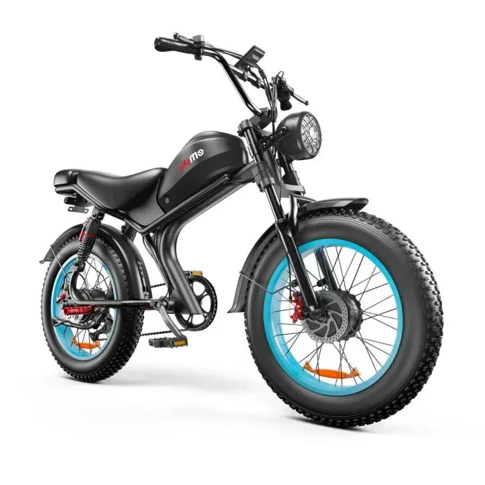 Emoko C93 Dual Motor Fat Tyre E-Bike in Black-front view