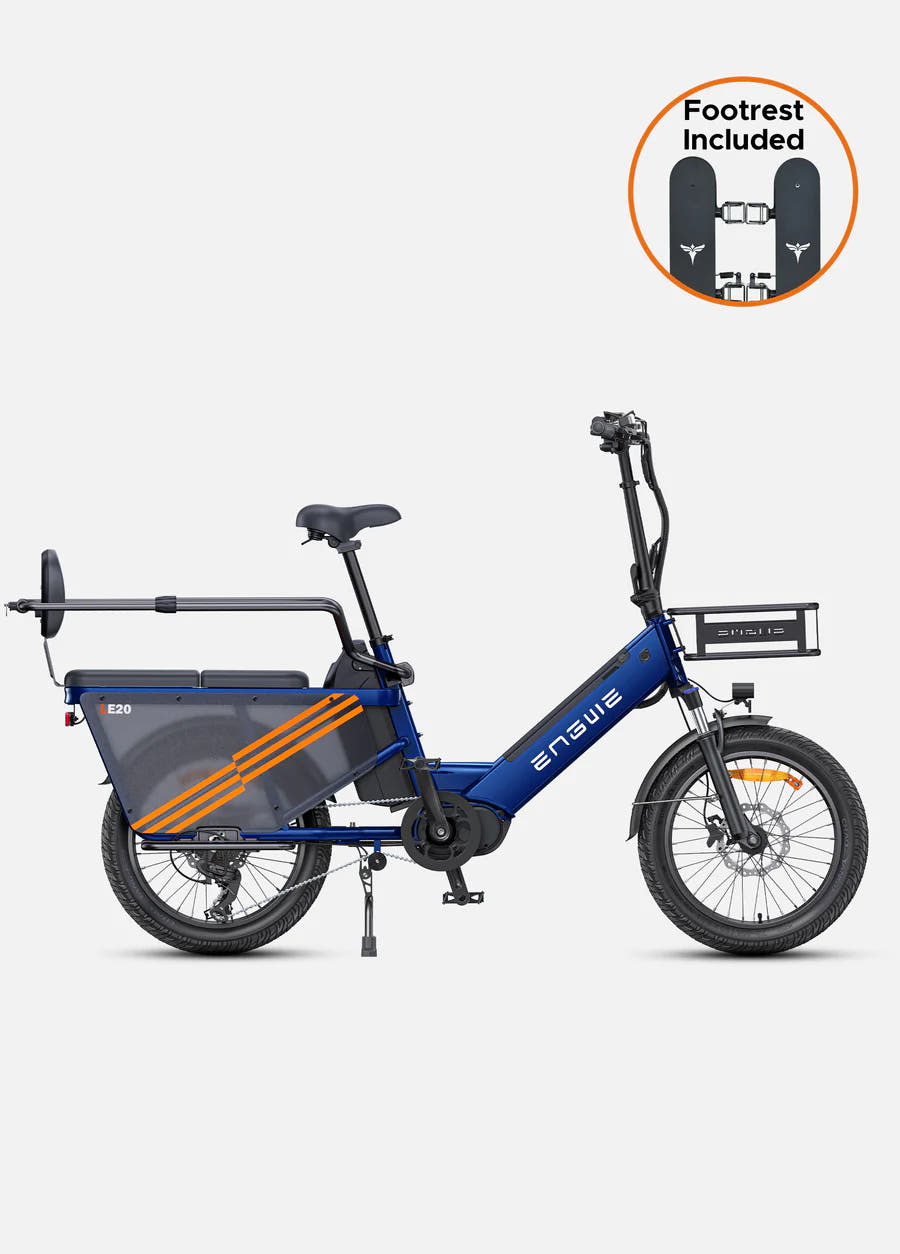 Engwe LE20 Delivery/Cargo E-Bike in Blue-with passenger seat