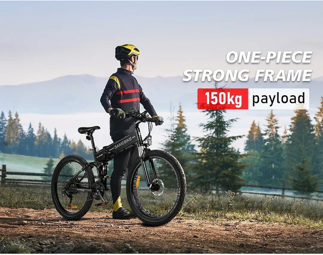 Samebike LO26-II-YD E-Bike in Black-rider in nature