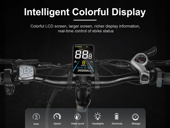 SAMEBIKE XWLX09-II Folding E-Bike in Black-display specs
