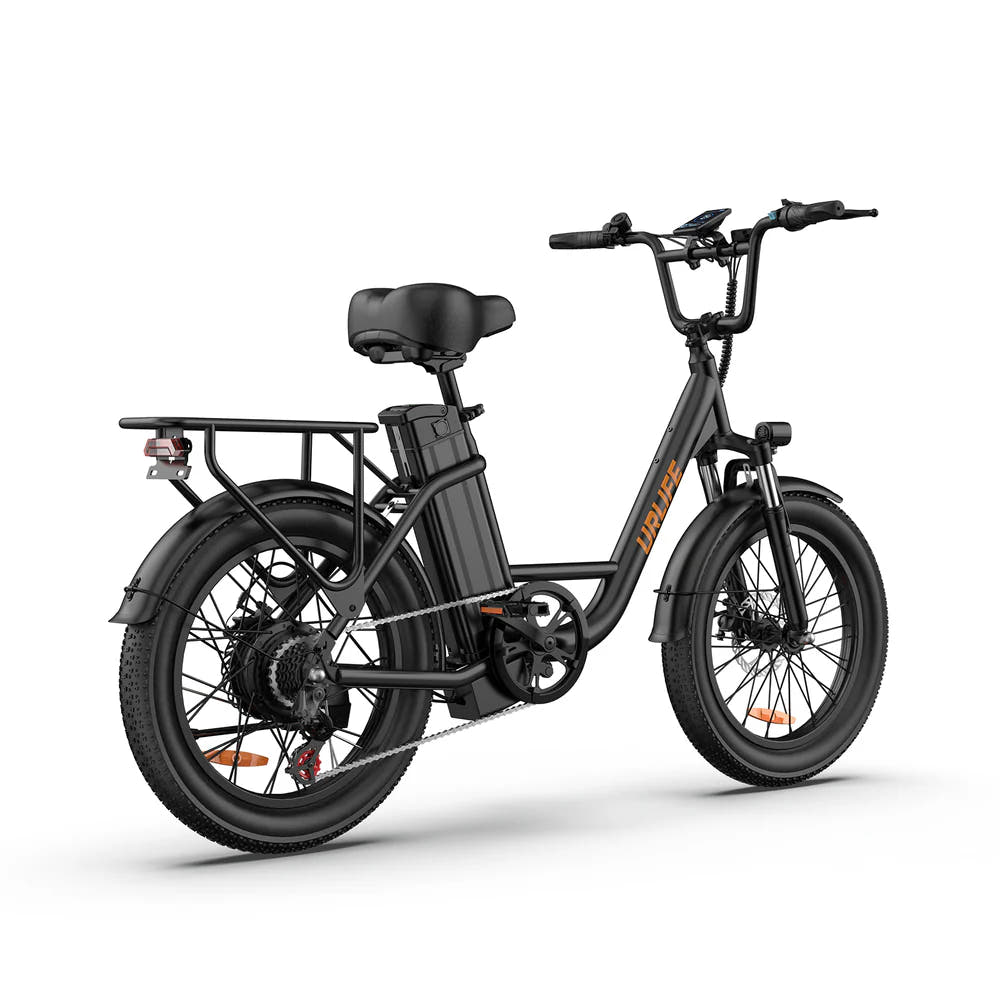 URLIFE E20 Fat Tyre E-Bike in Black-rear view
