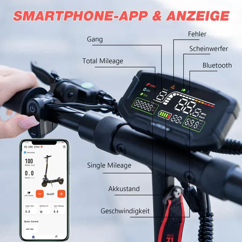 RCB D5 PRO E-Scooter-app and LCD specs
