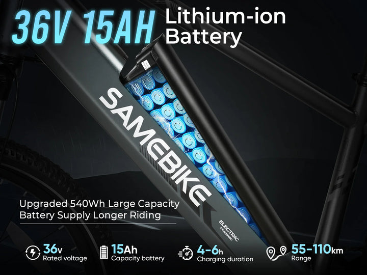 SAMEBIKE RS-A01MEN City E-Bike in Black-battery specs