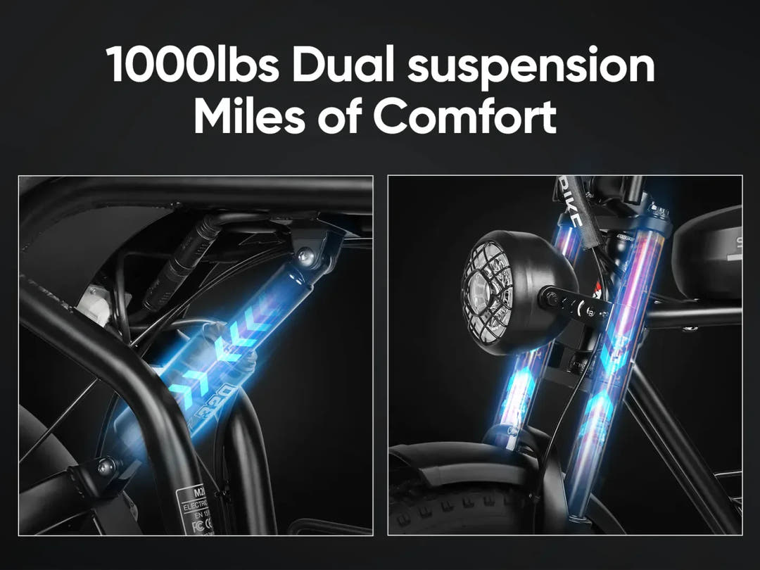 Samebike M20 E-Bike in Black-dual suspension specs