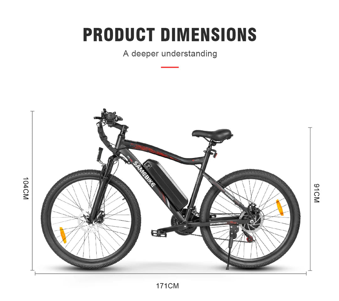 SAMEBIKE SY26-II Adventure E-Bike in Black-dimension specs