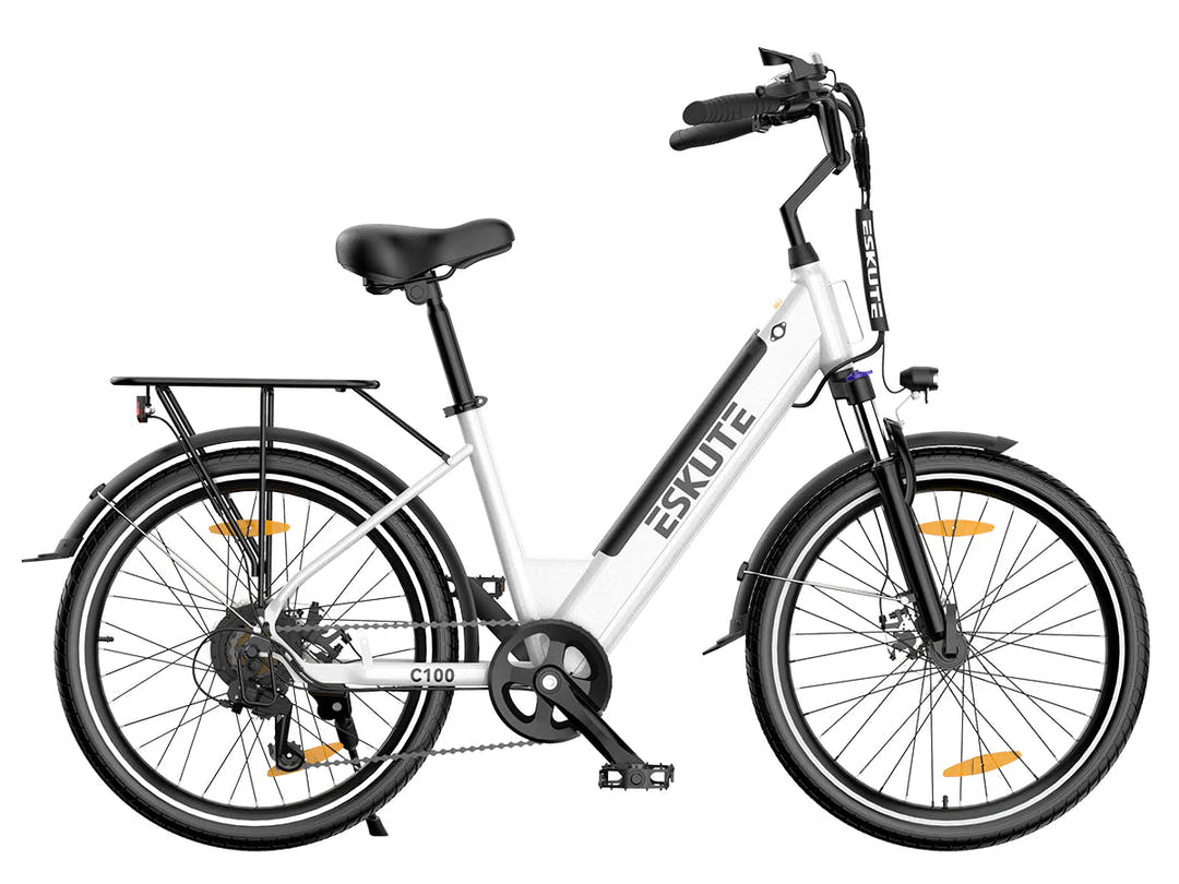 ESKUTE C100 City E-Bike in White-side view
