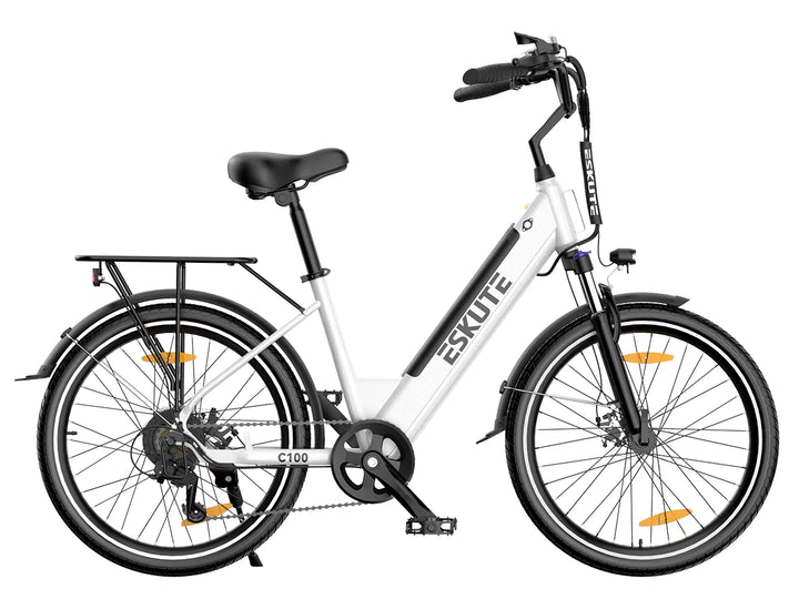 ESKUTE C100 City E-Bike in White-side view