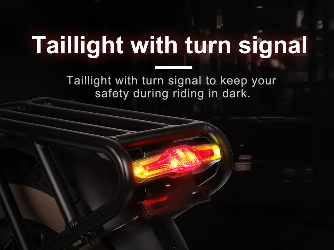 SAMEBIKE XWLX09-II Folding E-Bike in Black-tail light specs