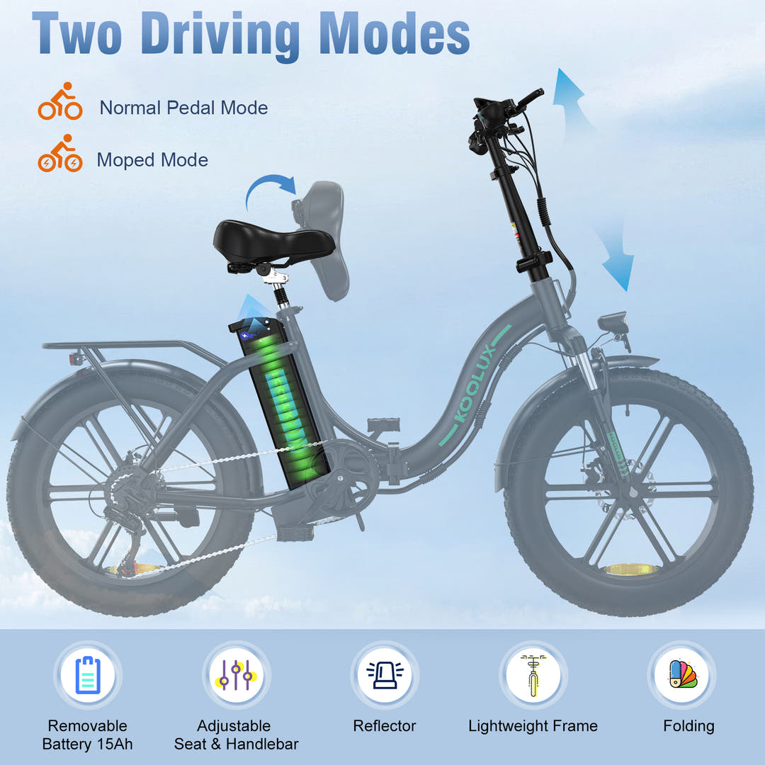 Koolux BK6S Folding E-Bike in Black-specs