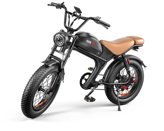Emoko C93 Dual Motor Fat Tyre E-Bike in Brown-side view