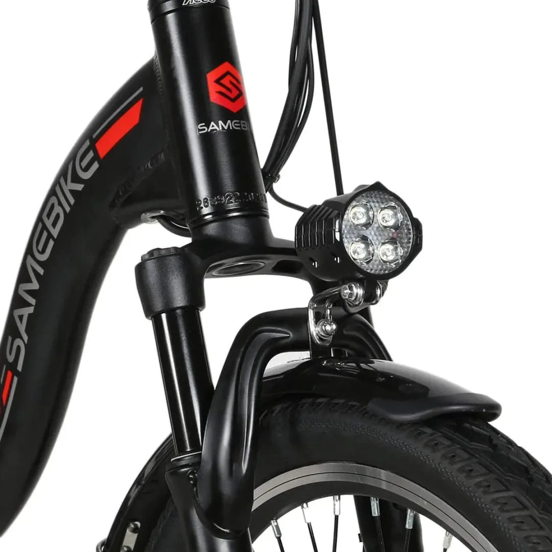 Samebike CY20 E-Bike in Black-front LED view