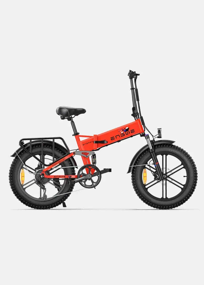 Engwe Engine X Fat Tyre E-Bike in Red-side view