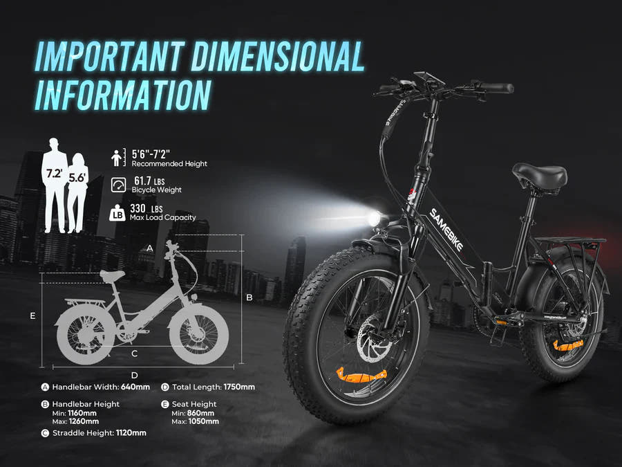 SAMEBIKE LOTDM200-II 250W 20″ Fat Tyre City E-Bike – Prime Pedals