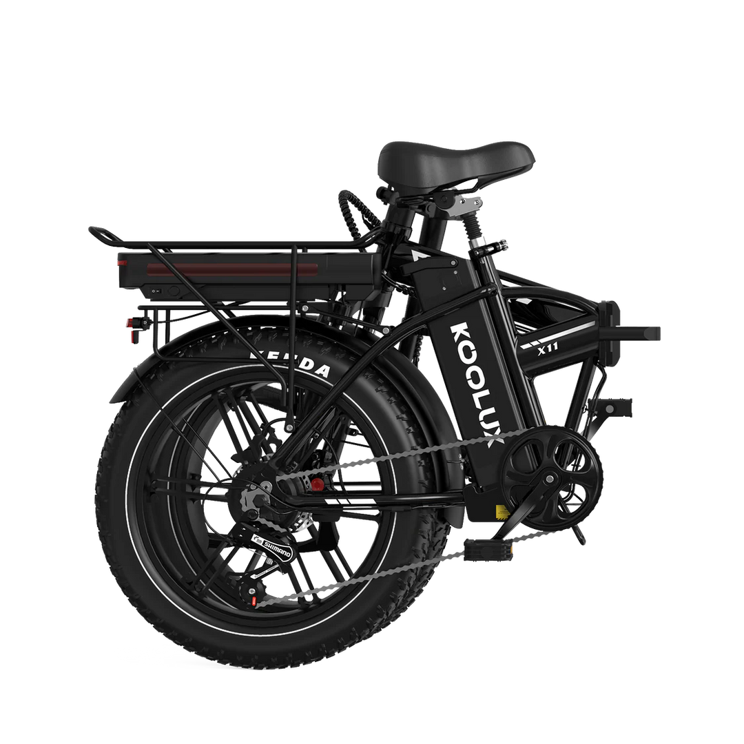 Koolux X11 Fat Tyre E-Bike in Black-folded view