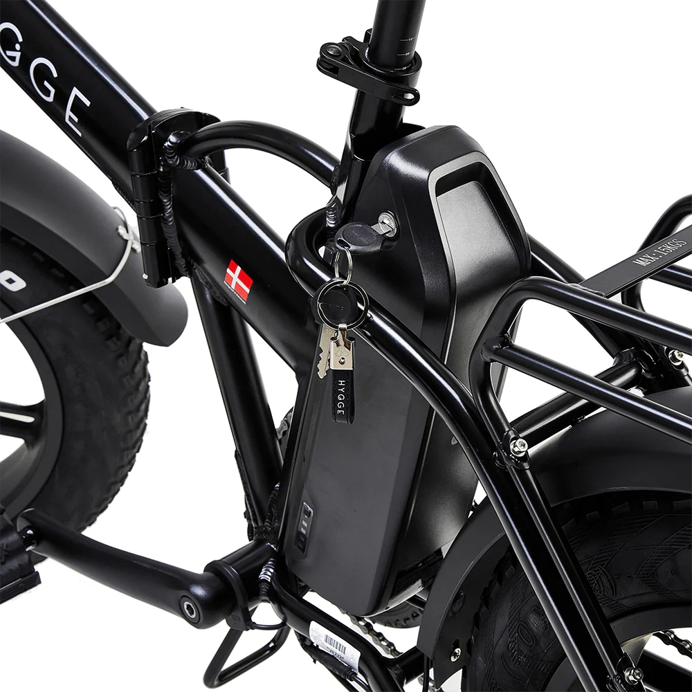 HYGGE VESTER Fat Tyre E-Bike in Onyx Black-battery view