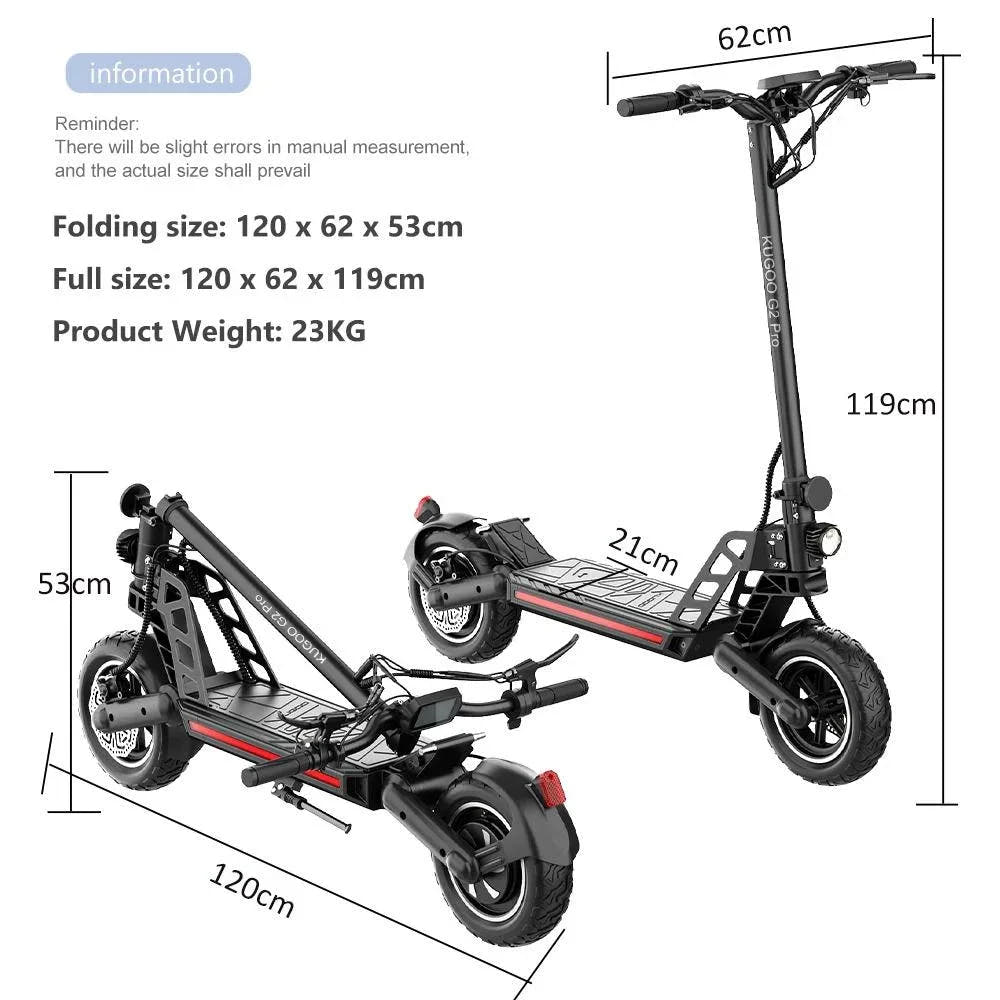 Kugoo G2 Pro E-Scooter-folded and non-folded view