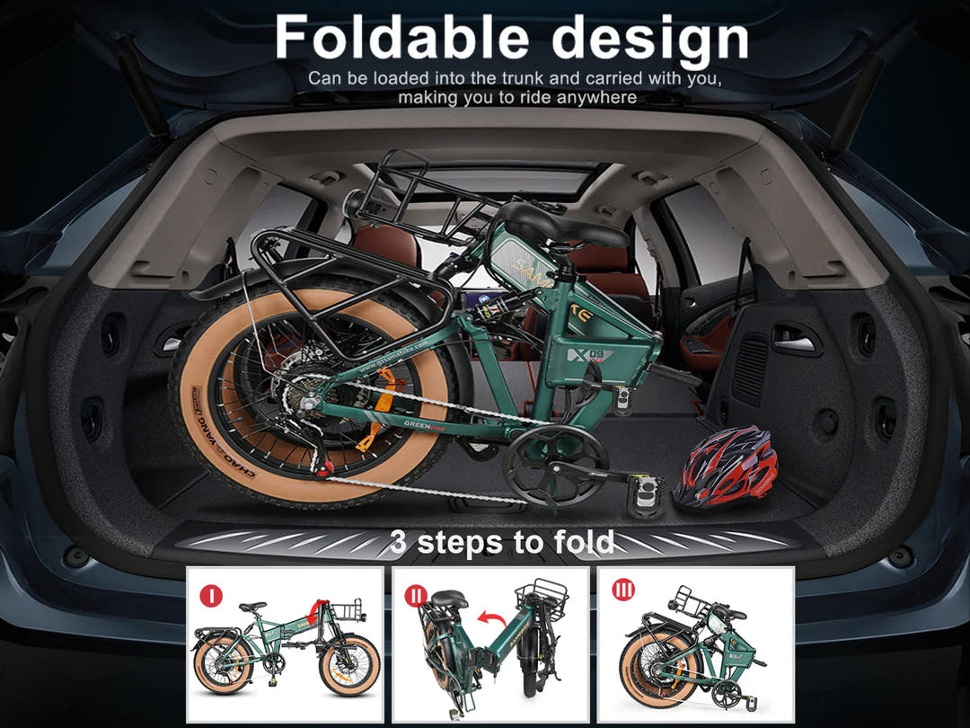SAMEBIKE XWLX09-II Folding E-Bike-folded in car view