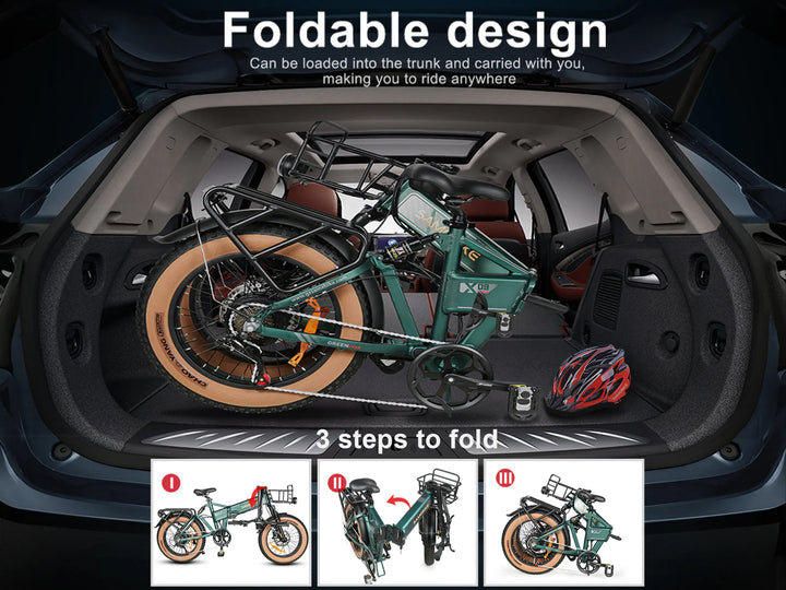 SAMEBIKE XWLX09-II Folding E-Bike-folded in car view
