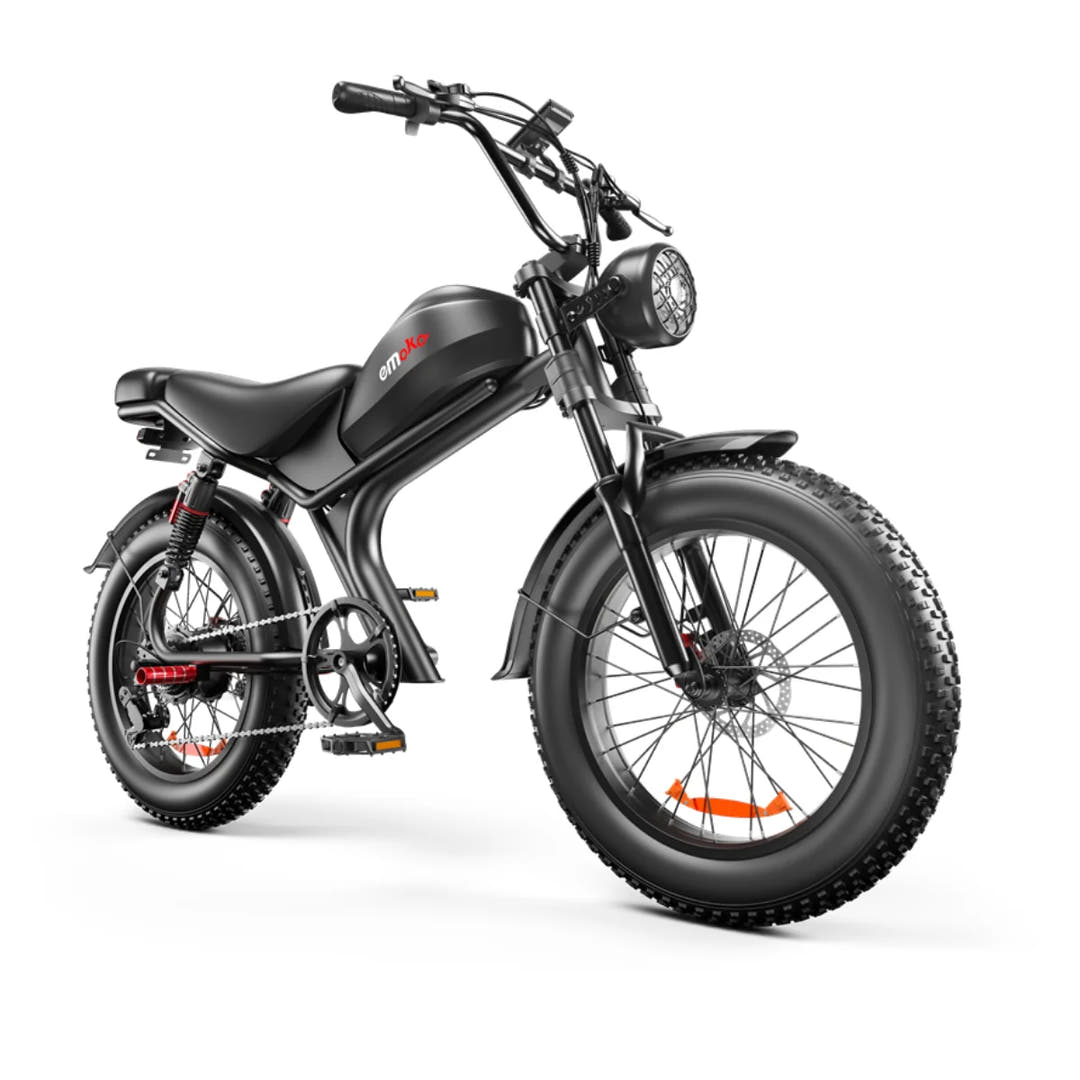 EMOKO C93 Fat Tyre E-Bike in Black-front view