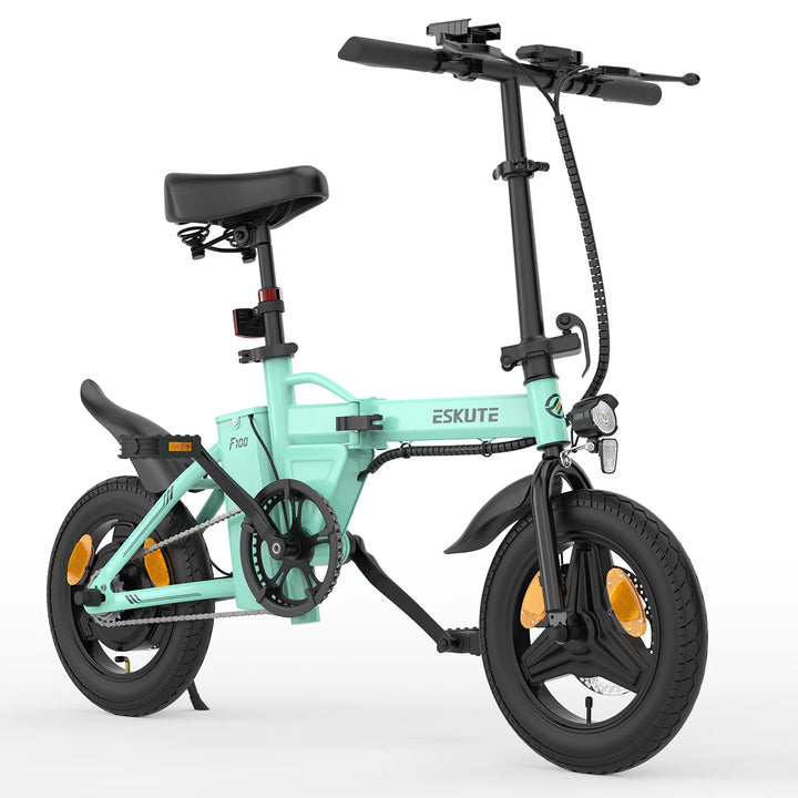 ESKUTE F100 Folding E-Bike in Blue-side view