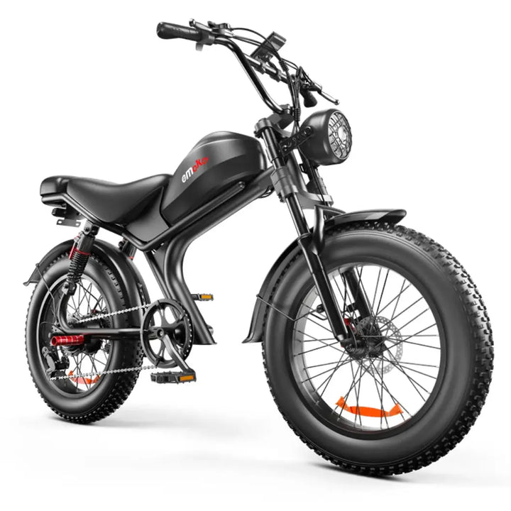 EMOKO C93 Fat Tyre E-Bike in Black-front view
