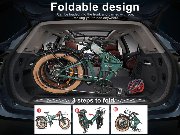 SAMEBIKE XWLX09-II Folding E-Bike-folded in car view