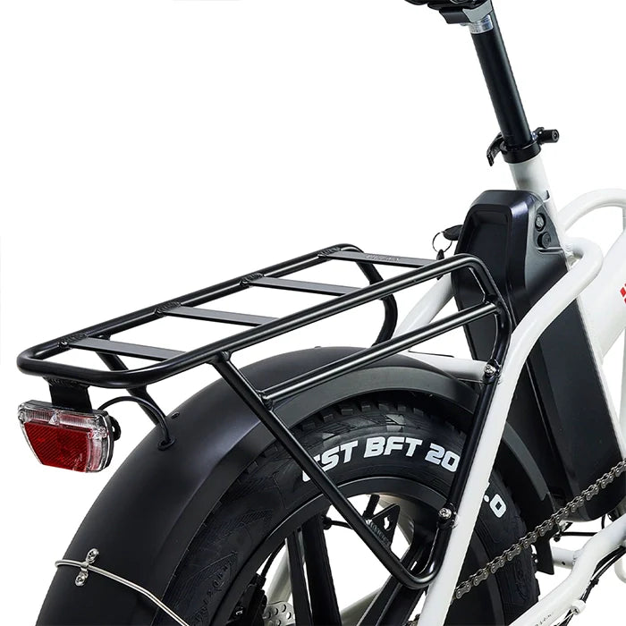 HYGGE VESTER STEP E-Bike in Heron White-rear rack view