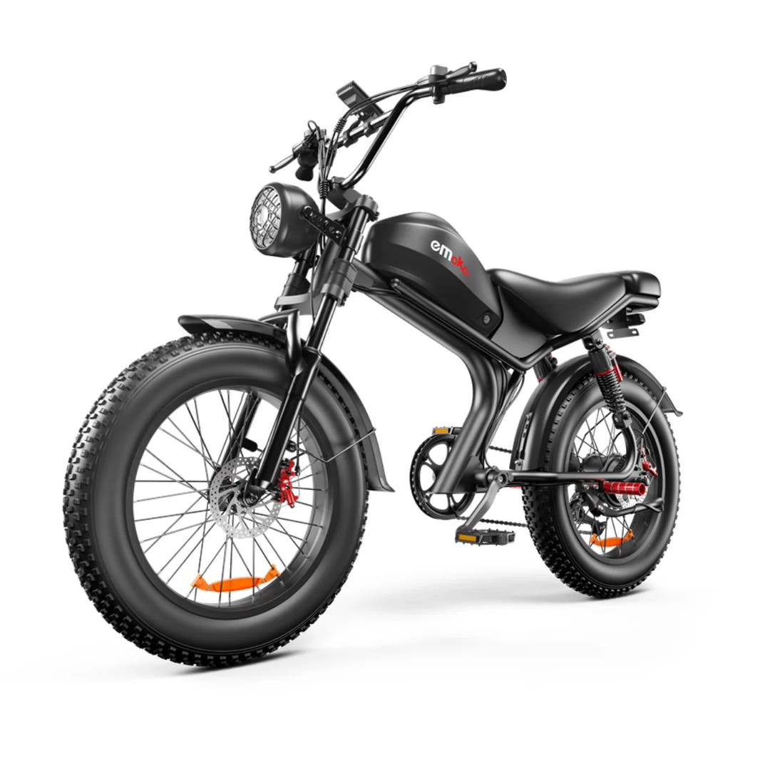 EMOKO C93 Fat Tyre E-Bike in Black-front view