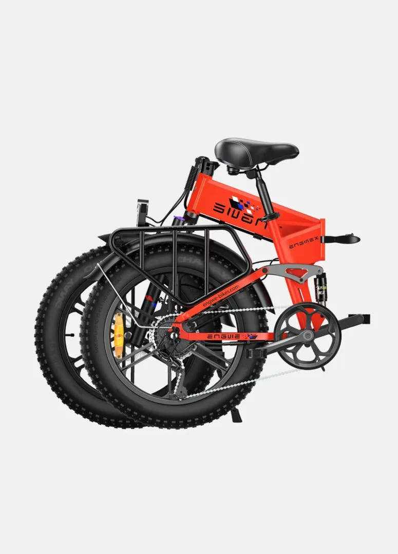 Engwe Engine X Fat Tyre E-Bike in Red-folded view