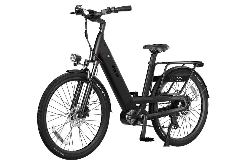 Vitilan L5 City E-Bike in Black-front side view