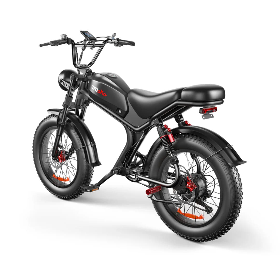 EMOKO C93 Fat Tyre E-Bike in Black-back view