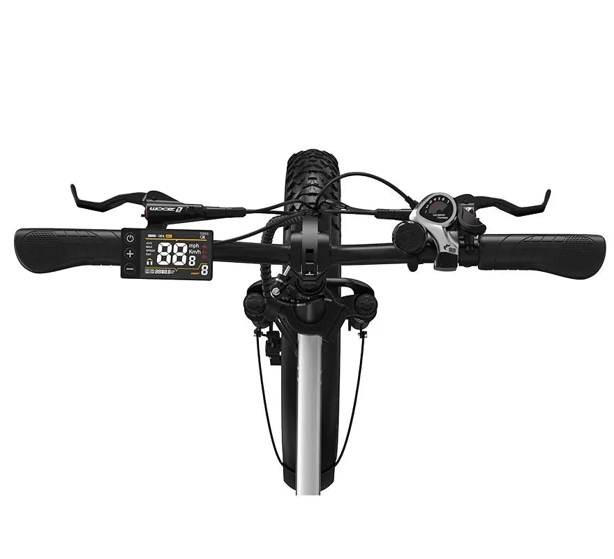 Koolux X11 Fat Tyre E-Bike in Black-handle view aerial