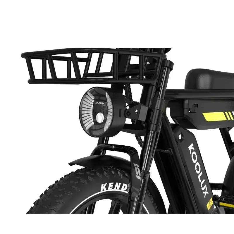 Koolux X9 Pro Fat Tyre E-Bike-front basket and light view
