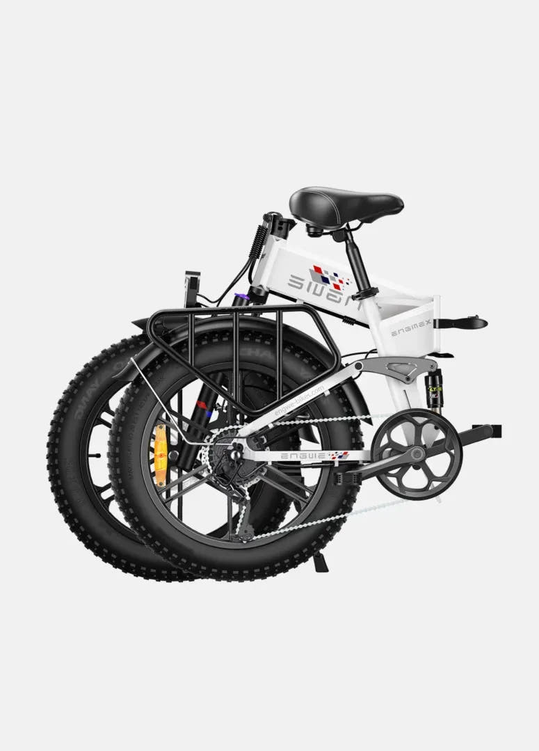Engwe Engine X Fat Tyre E-Bike in White-folded view