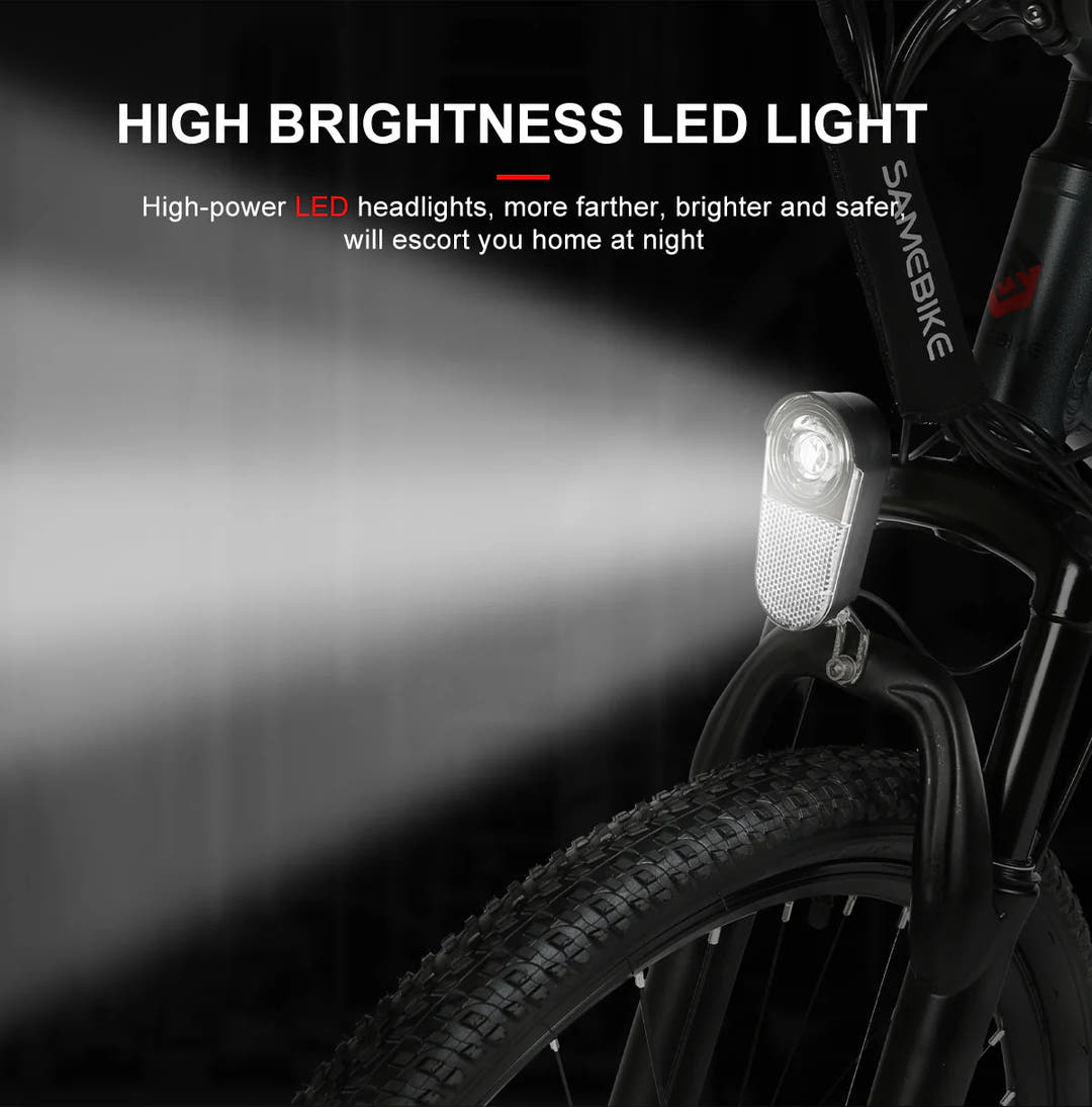 SAMEBIKE SY26-II Adventure E-Bike in Black-LED light specs
