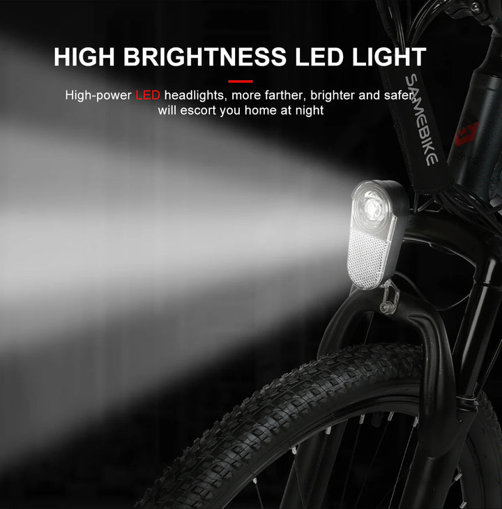 SAMEBIKE SY26-II Adventure E-Bike in Black-LED light specs