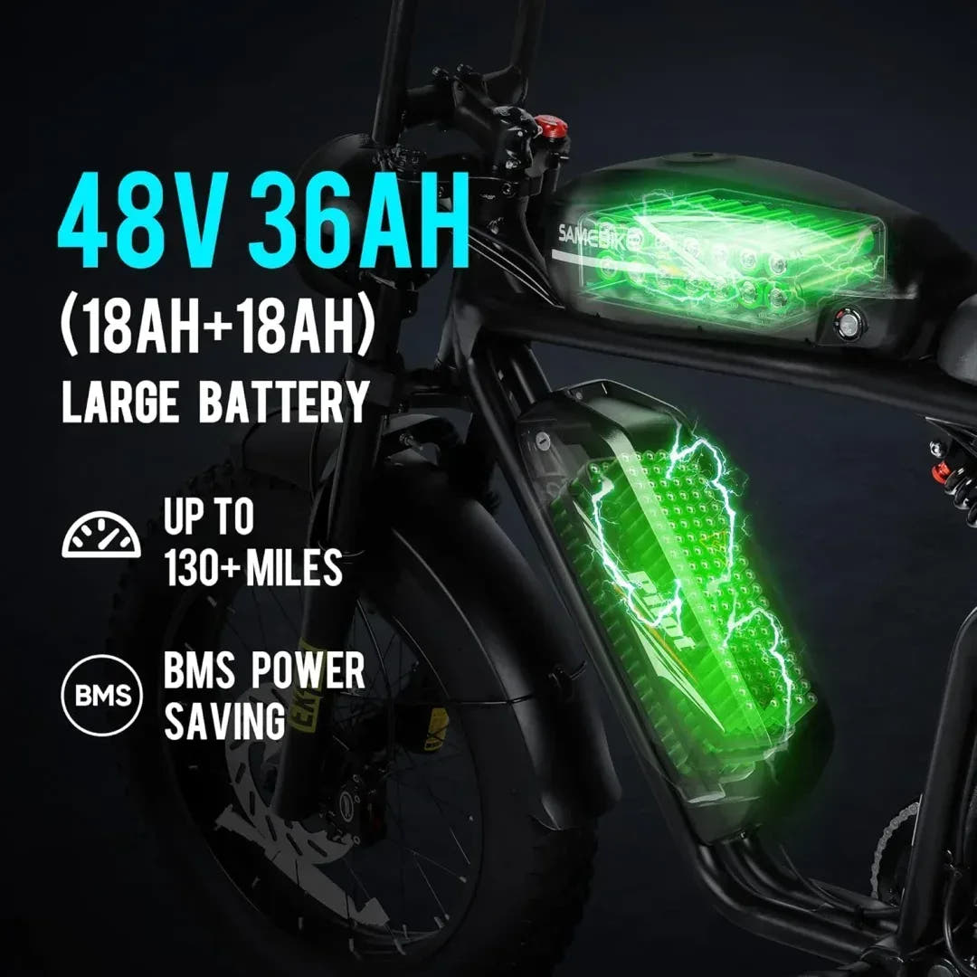 Samebike M20-III E-Bike in Black-battery specs