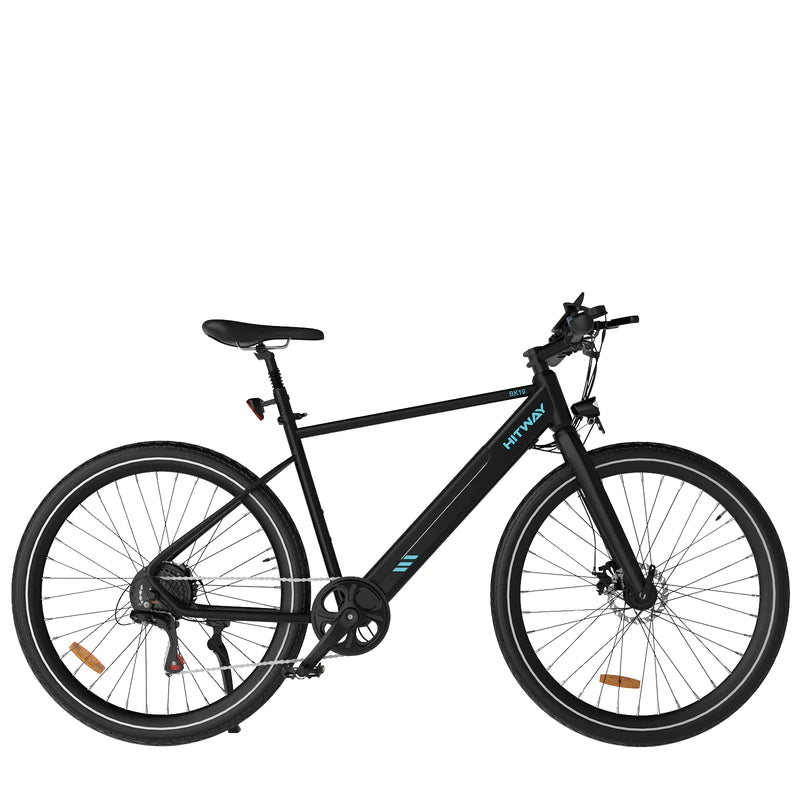 HITWAY BK19 Electric City Bike - Black with Blue Accents, Lightweight E-Bike for Urban Commuting