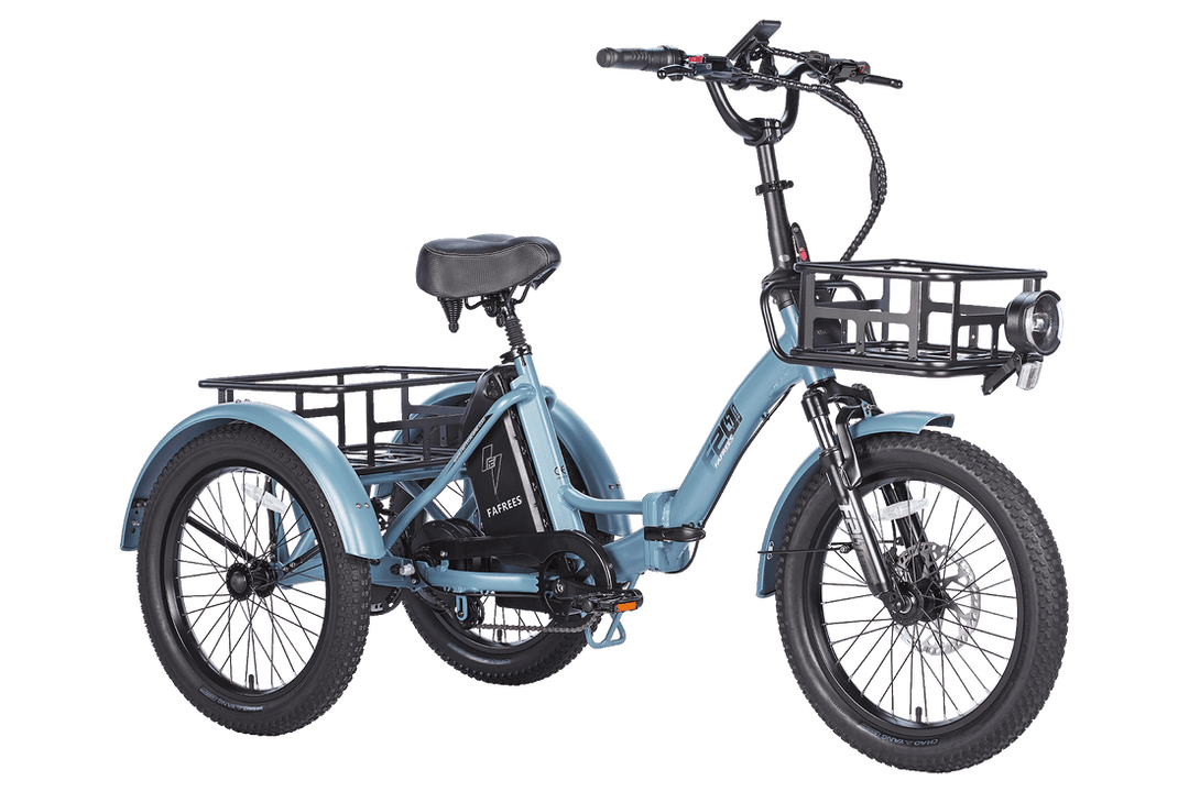 Fafrees F20 MATE Fat Tyre E-Bike in Haze Blue-standard combo + front basket