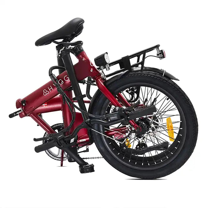 HYGGE VIRUM E-Bike in Sangria Red-folded view