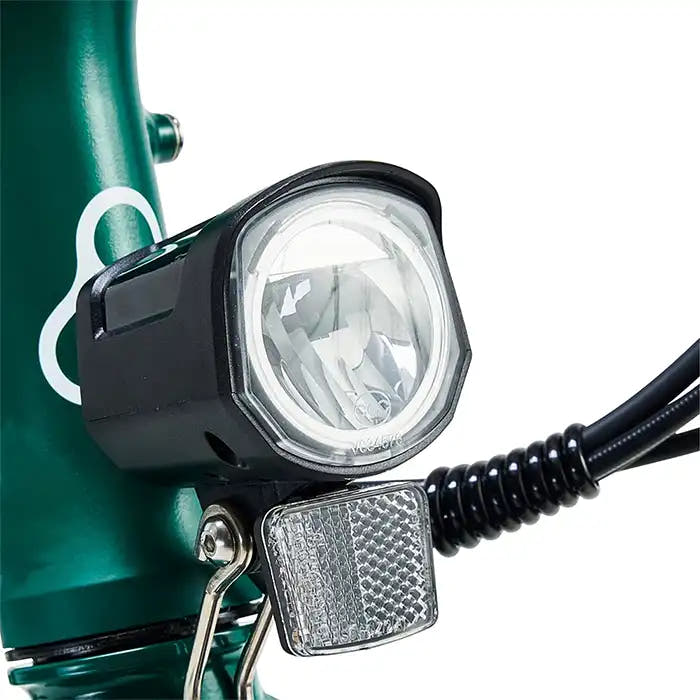HYGGE VIRUM E-Bike in British Racing Green-front light view